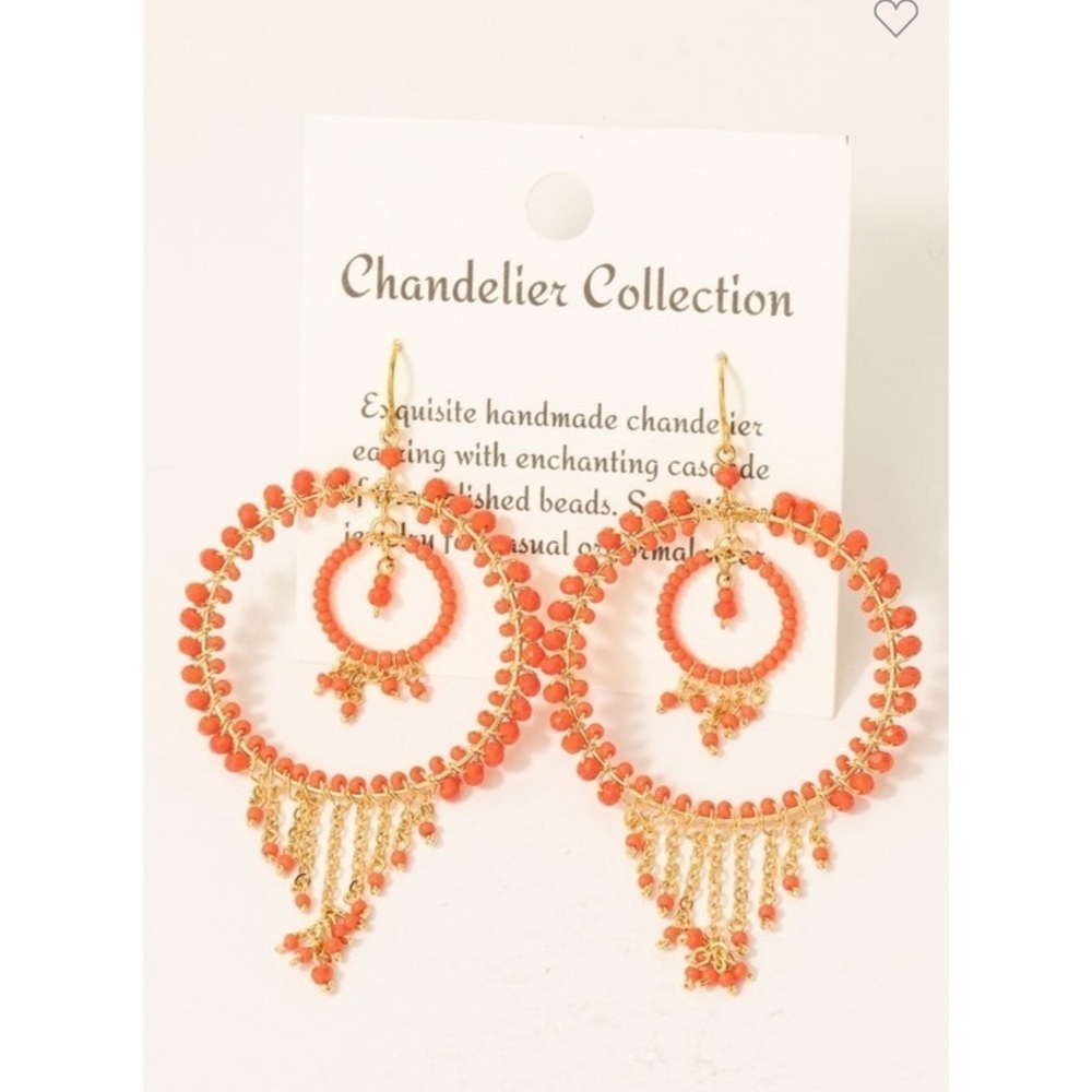 Chandelier Collection Orange and Gold Earrings